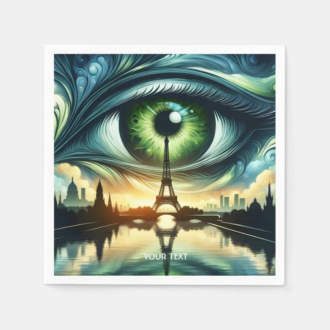 Guardanapo De Papel Fantasy Cute Green Eyes Paris (Frente)