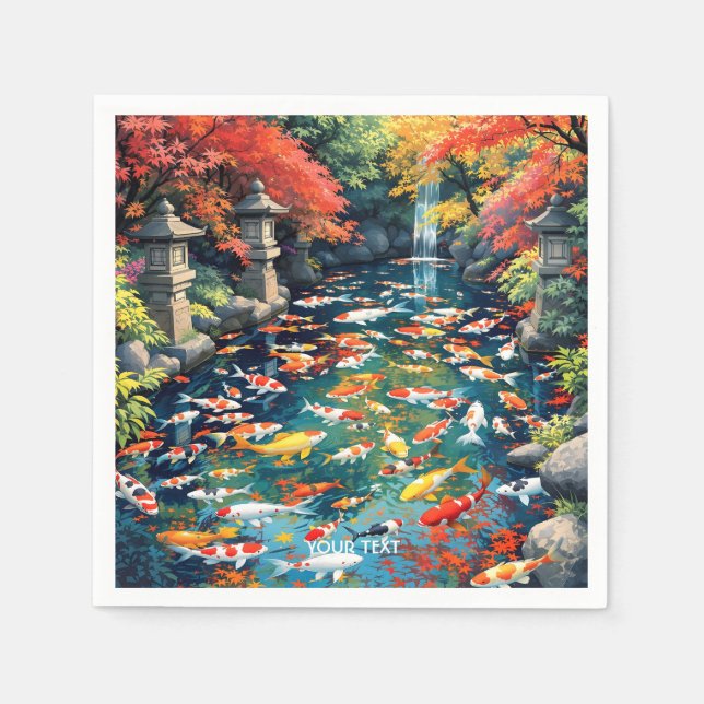 Guardanapo De Papel Fantasy Cute Koi Fish Pond (Frente)