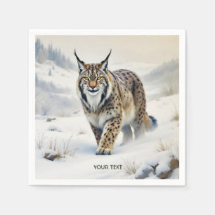 Guardanapo De Papel Fantasy Cute Lynx Winter Snow