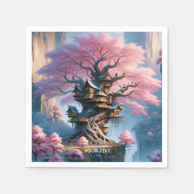 Guardanapo De Papel Fantasy Cute Old Sakura Tree (Frente)