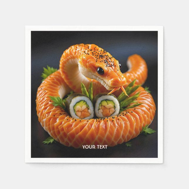 Guardanapo De Papel Fantasy Cute Orange Cobra Sushi (Frente)