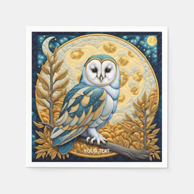 Guardanapo De Papel Fantasy Cute Owl Moon Trees (Frente)