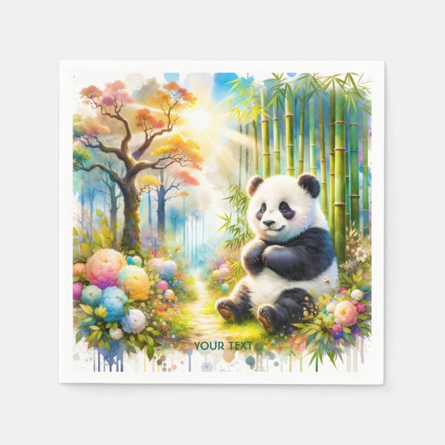Guardanapo De Papel Fantasy Cute Panda Bamboo Forest (Frente)