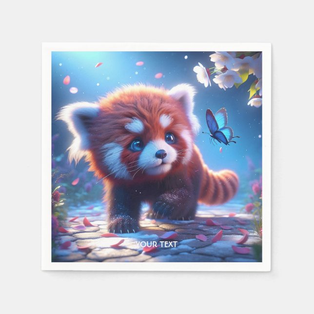 Guardanapo De Papel Fantasy Cute Panda Red Butterfly (Frente)
