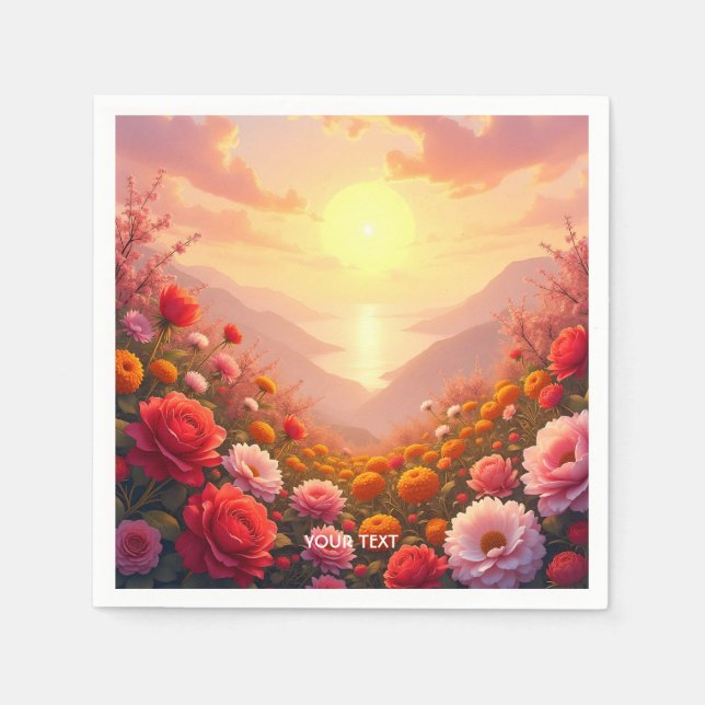 Guardanapo De Papel Fantasy Cute River Flowers Sunset (Frente)