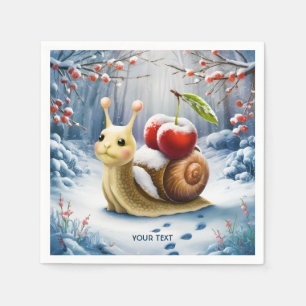 Guardanapo De Papel Fantasy Cute Snail Cherry Winter