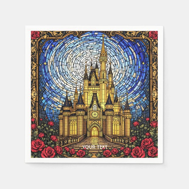Guardanapo De Papel Fantasy Cute StainGlass Castle (Frente)