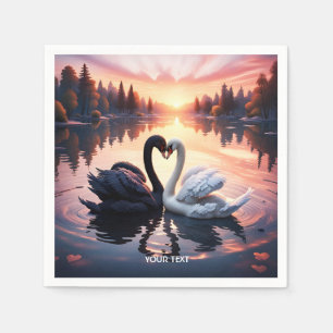 Guardanapo De Papel Fantasy Cute Swan Lake Sunset