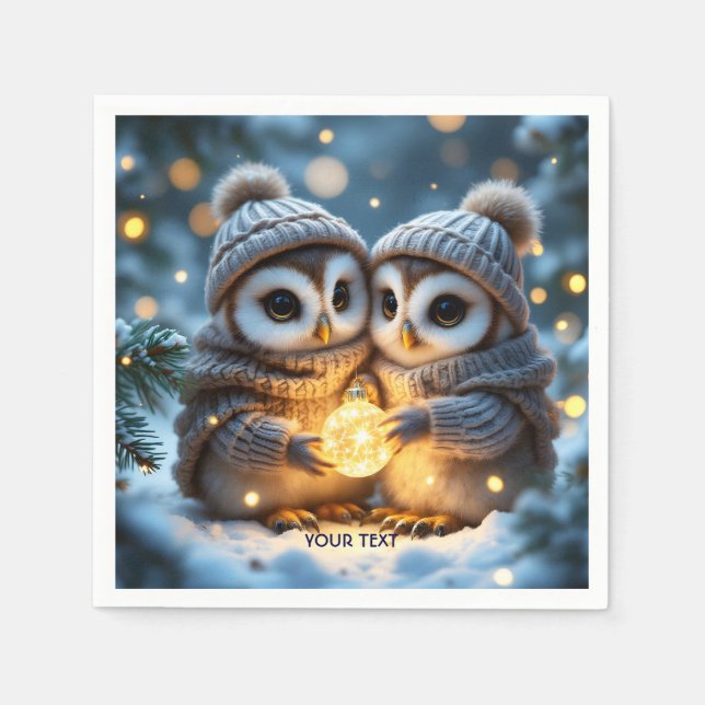 Guardanapo De Papel Fantasy Cute Two Baby Ows (Frente)