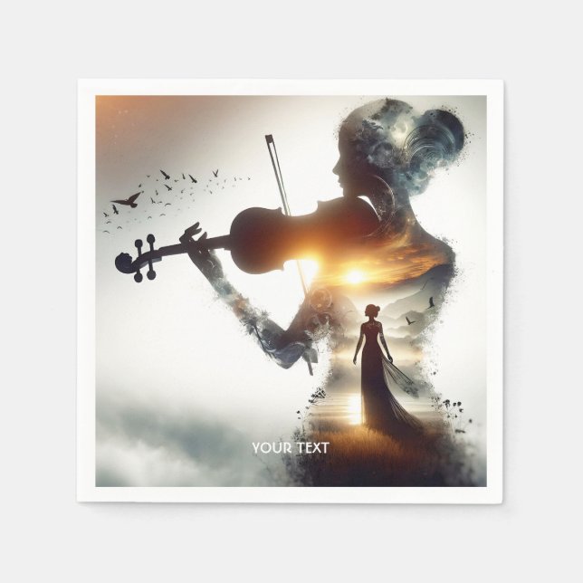 Guardanapo De Papel Fantasy Cute Violin Girl Sun (Frente)