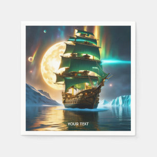 Guardanapo De Papel Fantasy Cute Vivid Sea Ship Moon