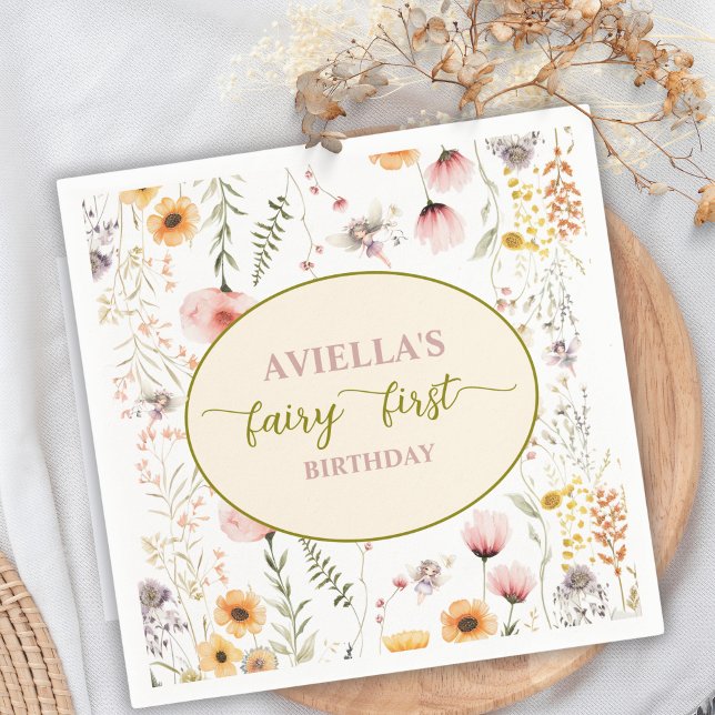 Guardanapo De Papel Fantasy Fairy First Wildflower Paper Napkin (Criador carregado)