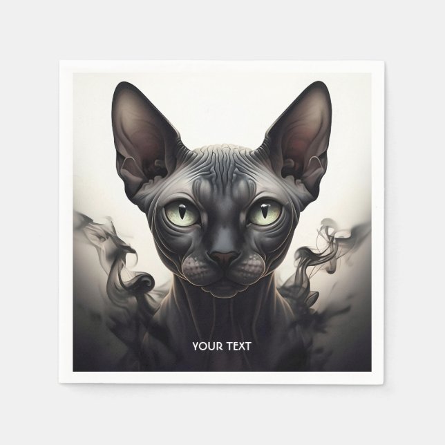 Guardanapo De Papel Fantasy - Gato Negro Esphynx (Frente)