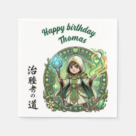 Guardanapo De Papel Fantasy RPG Healer Anime Chibi Gamer Birthday