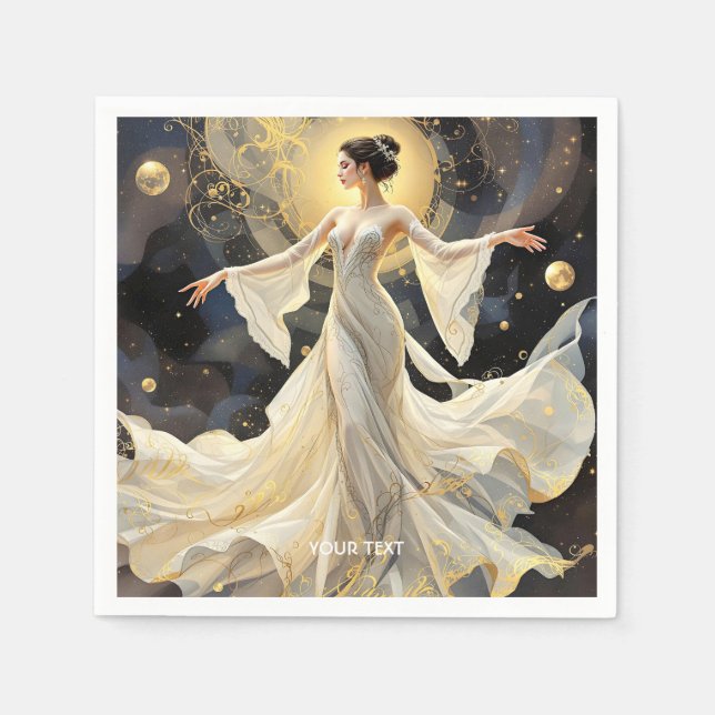 Guardanapo De Papel Fantasy - Senhora Bela Dançando Espaço (Frente)
