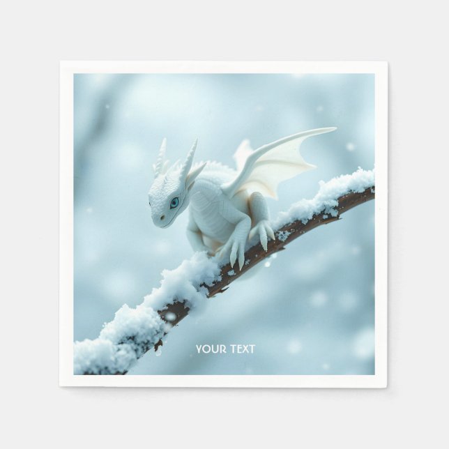 Guardanapo De Papel Fantasy White Baby Dragon (Frente)