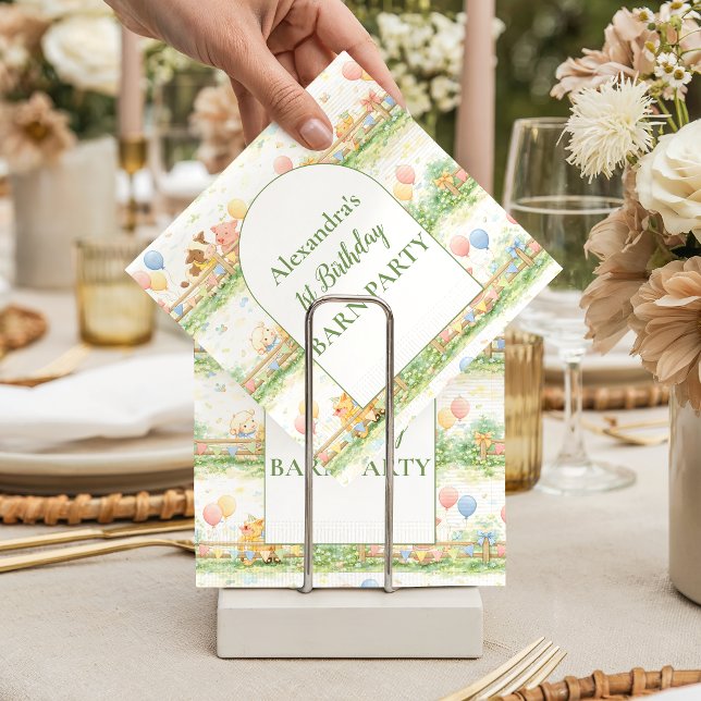 Guardanapo De Papel Farm Animals Barnyard 1st Birthday (Criador carregado)