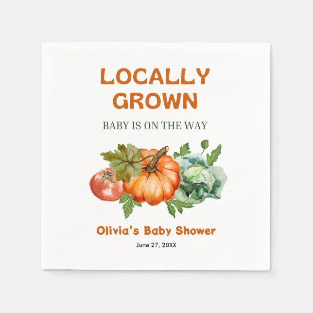 Guardanapo De Papel Farmers Market Locally Grown Baby Shower  (Frente)