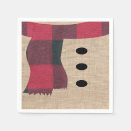 Guardanapo De Papel Farmhouse Burlap Snowman Xadrez Scarf & Butts