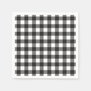 Guardanapo De Papel Farmhouse de Xadrez de Búfalo preto branco Gingham