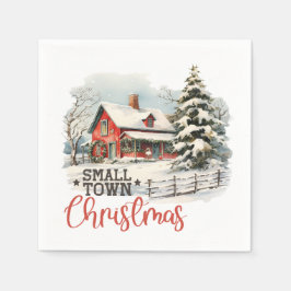 Guardanapo De Papel Farmhouse Russo de Natal de Pequena Cidade