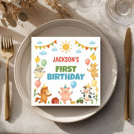 Guardanapo De Papel Farmyard Animals Birthday Party Napkins