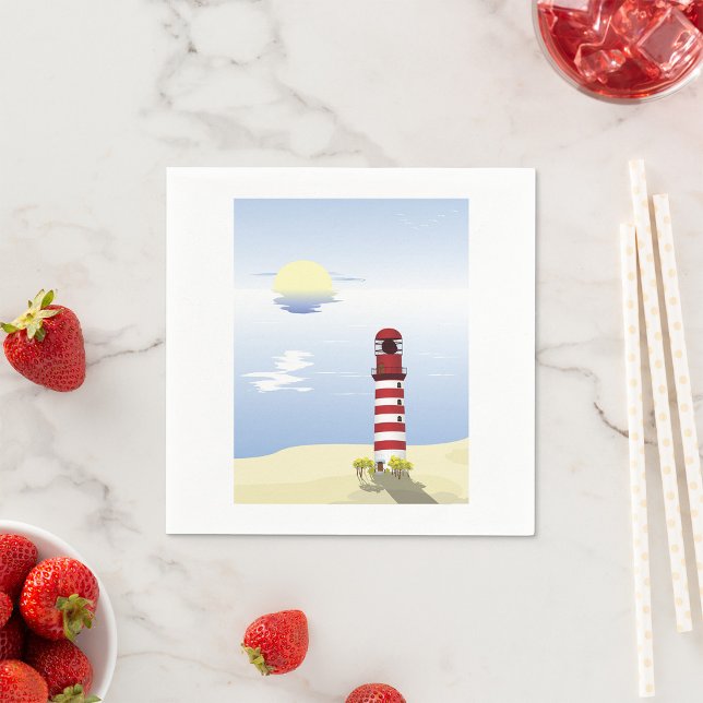 Guardanapo De Papel Farol Costeiro Vermelho e Branco (Criador carregado)