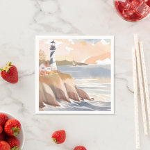 Farol na Costa | Oceano em Aquarela