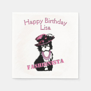 Guardanapo De Papel Fashionista Personalizada de Cachorro no Aniversár