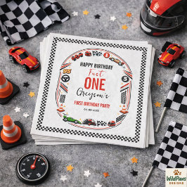 Guardanapo De Papel Fast One Race Car Boy 1st Birthday Party