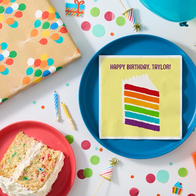 Guardanapo De Papel Fatia do Rainbow Cake Party (Criador carregado)