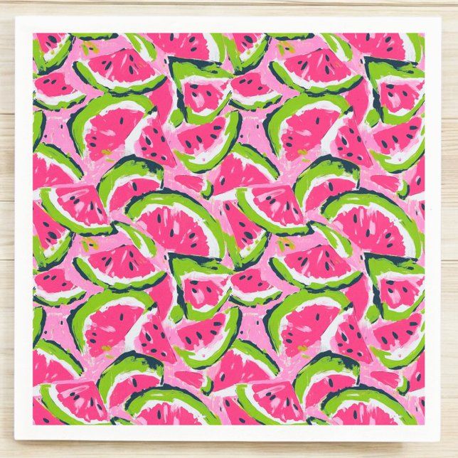 Guardanapo De Papel Fatias de Fruta de Melancia Rosa Padrão Preppy (Criador carregado)