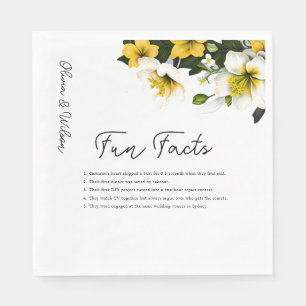 Guardanapo De Papel Fatos Brancos e Amarelos de Casamento Floral Elega