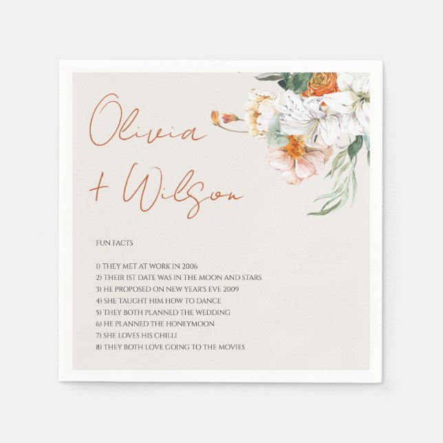 Guardanapo De Papel Fatos De Casamento Floral De Queda Sobre Os Newlyw (Frente)