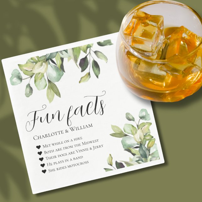 Guardanapo De Papel Fatos Divertidos Casamento de Botânicos Verdes (Criador carregado)