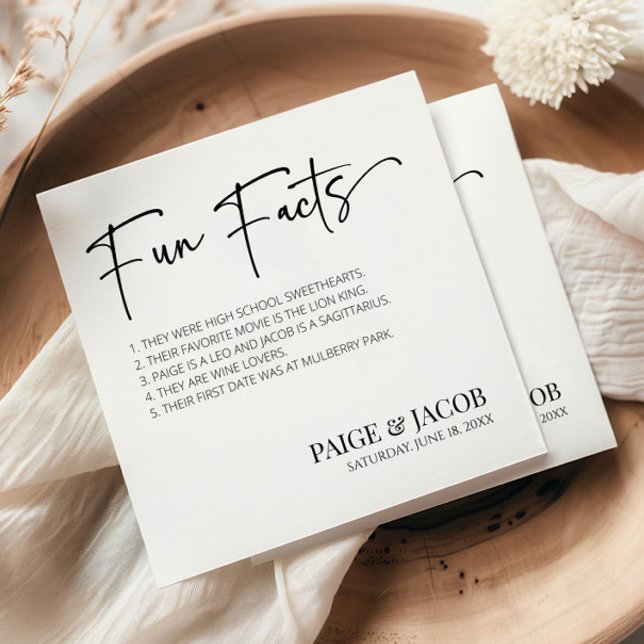 Guardanapo De Papel Fatos Divertidos Casamento Mínimo Clássico (Criador carregado)