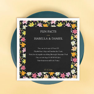 Guardanapo De Papel Fatos Divertidos Casamento Preto Floral Tropical N