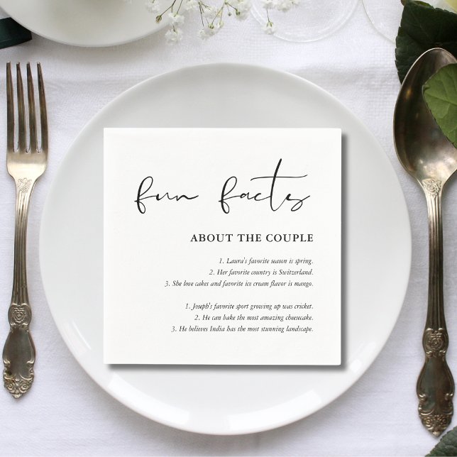 Guardanapo De Papel Fatos Divertidos de Casamento Branco Negro Persona (Criador carregado)