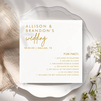 Guardanapo De Papel Fatos Divertidos de Casamento Moderno Minimalistas