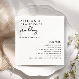 Guardanapo De Papel Fatos Divertidos de Casamento Moderno Minimalistas
