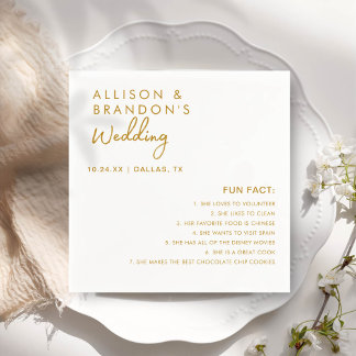 Guardanapo De Papel Fatos Divertidos de Casamento Moderno Minimalistas
