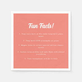 Guardanapo De Papel Fatos Divertidos de Casamento Rosa-Coral Moderno