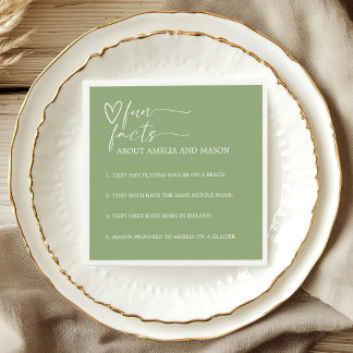 Guardanapo De Papel Fatos Divertidos Elegantes de Casamento Verde Salv