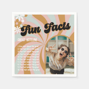 Guardanapo De Papel Fatos Divertidos Graduação de Fotos Retro Boho