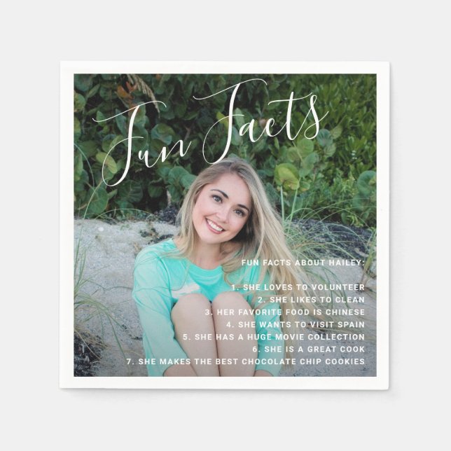 Guardanapo De Papel Fatos Divertidos Graduação Foto Simples Manuscrito (Frente)