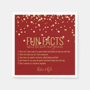 Guardanapo De Papel Fatos Divertidos Personalizados em Ouro Vermelho C