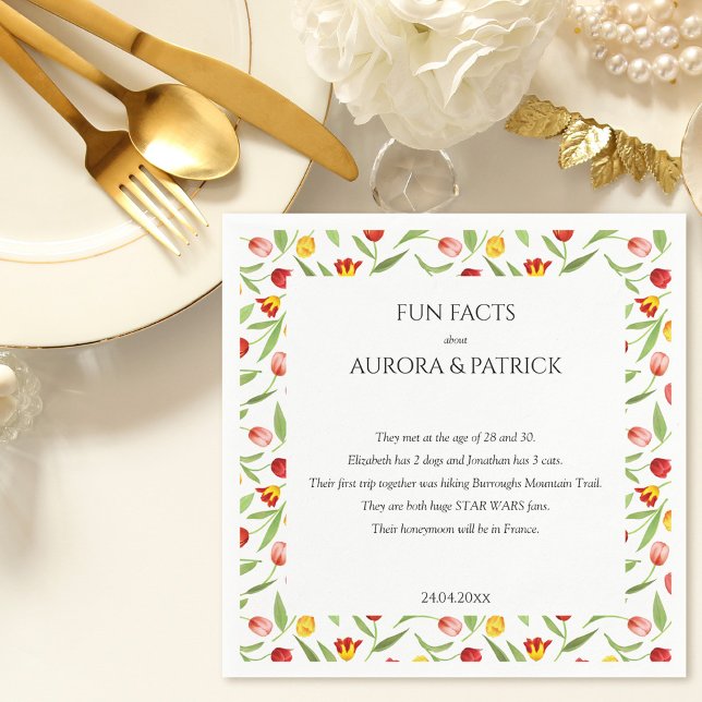 Guardanapo De Papel Fatos Divertidos Primavera Tulip Boho Casamento Fl (Fun Facts Spring Tulip Boho Floral Wedding Napkins)