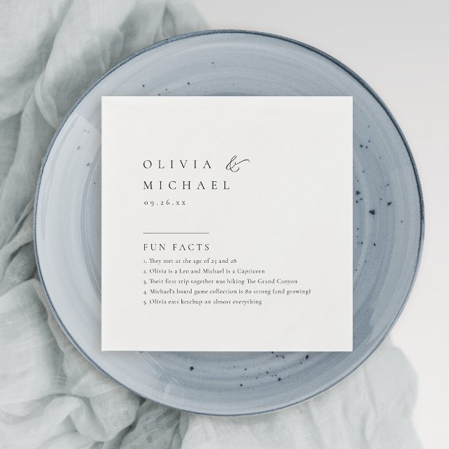 Guardanapo De Papel Fatos Divertidos Simplesmente Elegante Tipografia  (Fun Facts Simply Elegant Typography Wedding Napkin)