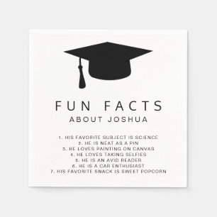 Guardanapo De Papel Fatos engraçados Boné de formatura branco preto