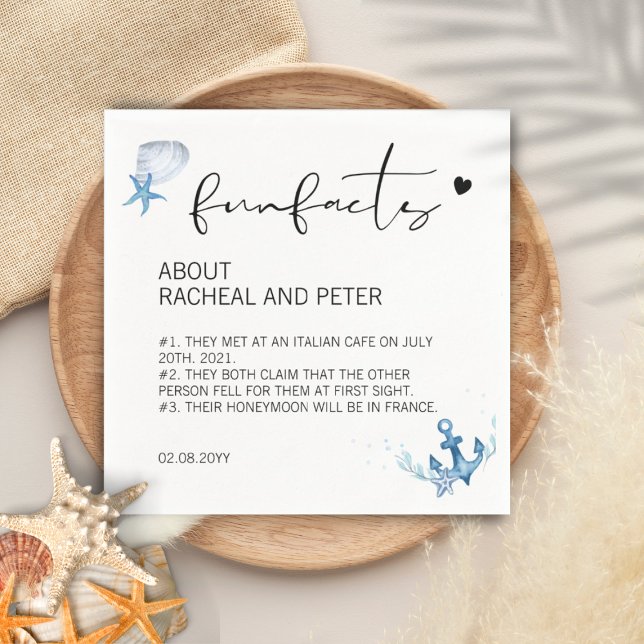 Guardanapo De Papel Fatos Simples De Diversão Do Casamento Do Oceano D (Criador carregado)